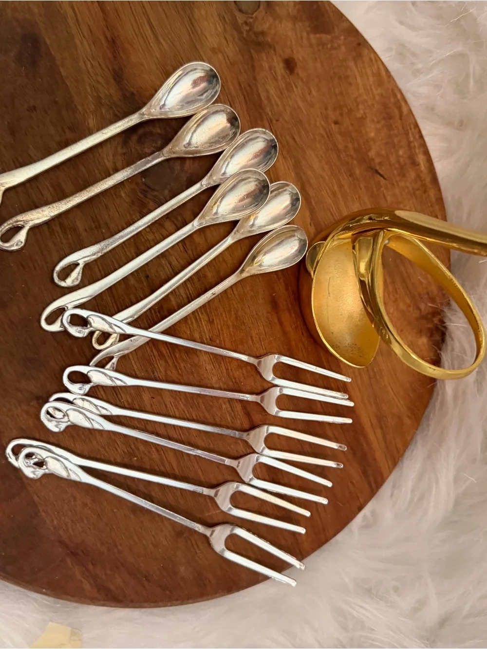 Brass Utensil Spoons and Fork Set